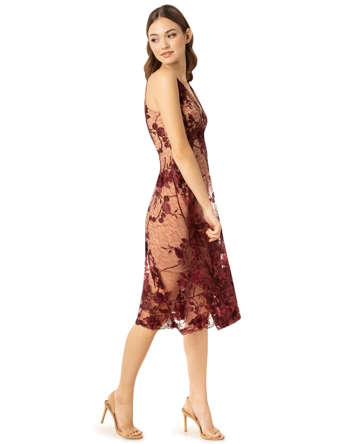 audrey floral appliqu lace dress HELSI Audrey Embroidered Floral Applique Midi Dress
