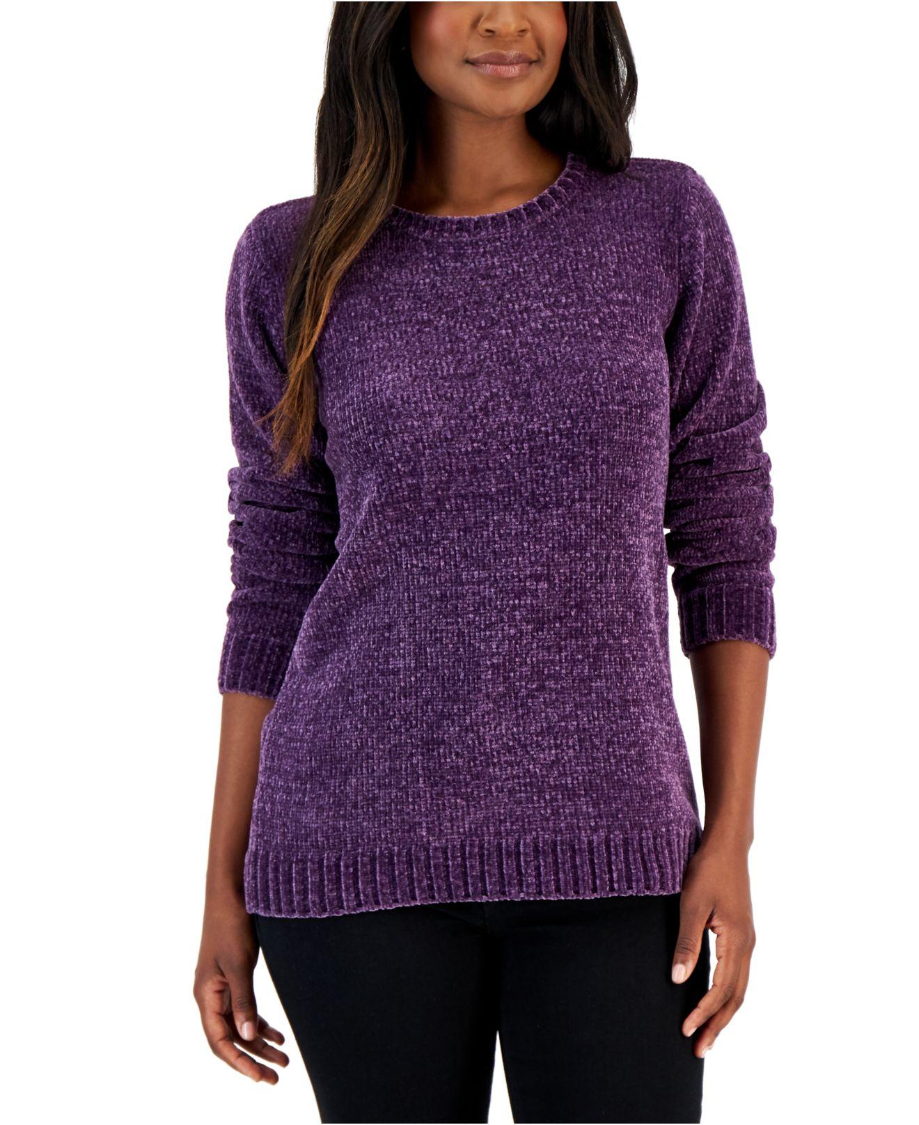 Karen Scott Basic Chenille Sweater, Created For Macy's in Purple Lyst