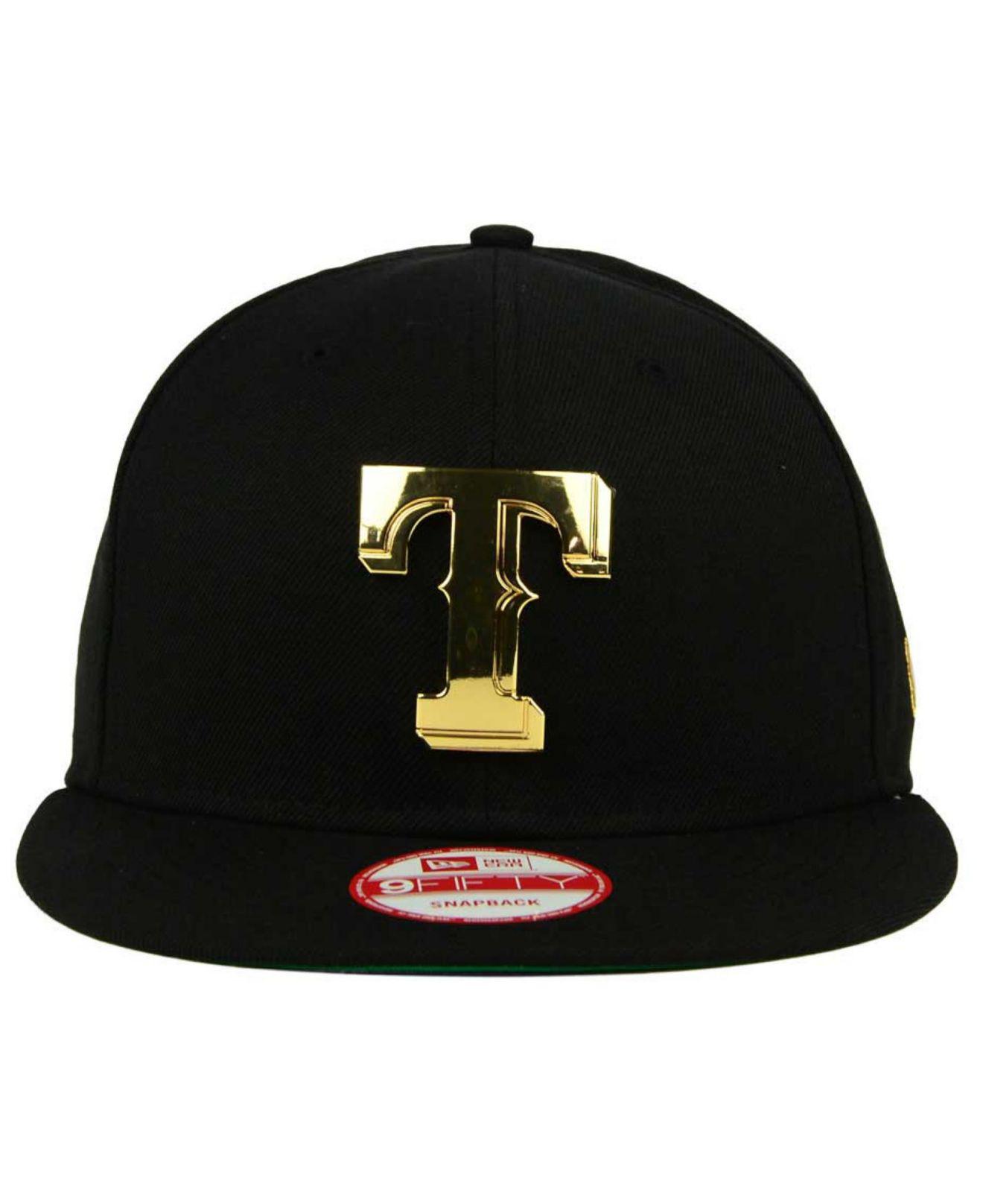 KTZ Texas Rangers Gold 59fifty Cap in Black for Men