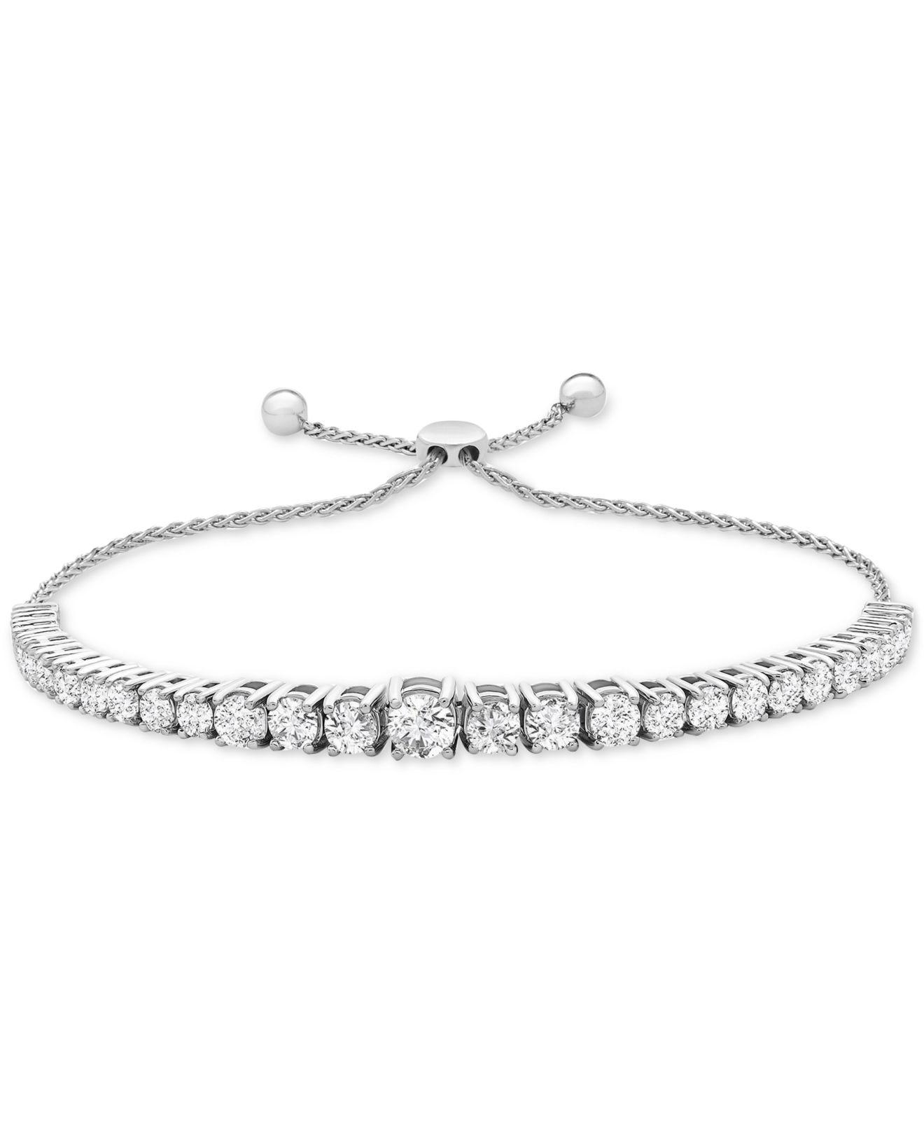 Macy's Diamond Bolo Bracelet (2 Ct. T.w.) In 14k White Gold in Metallic