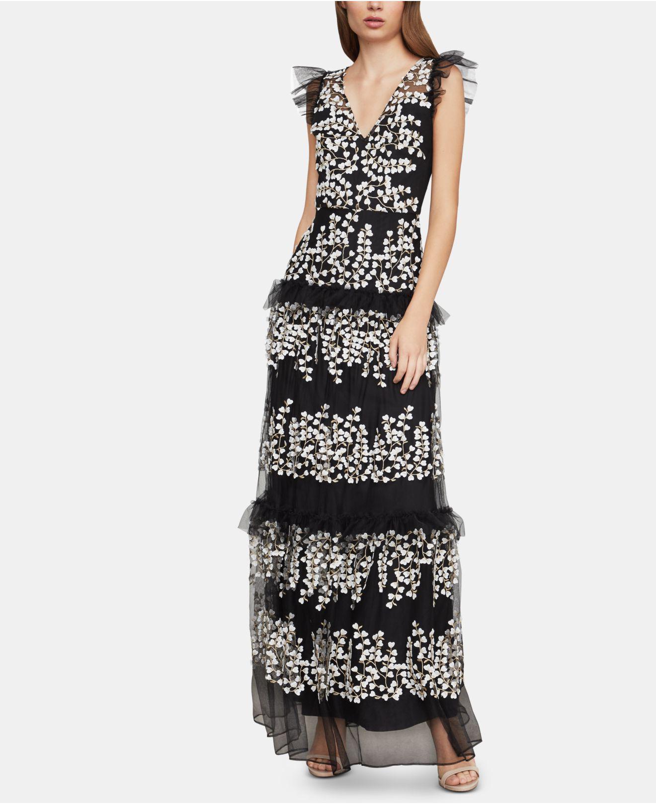 bcbg white ruffle dress