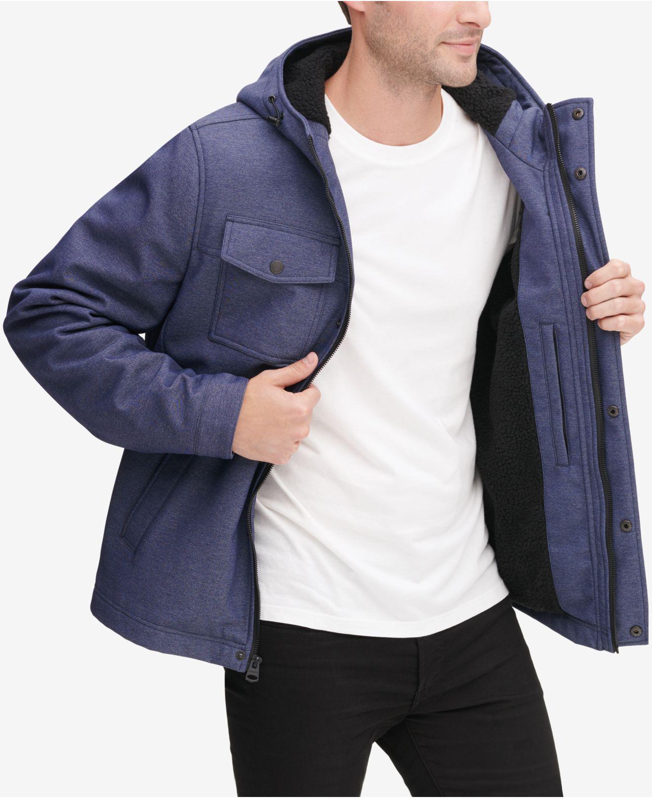 levi's men's soft shell hooded trucker jacket