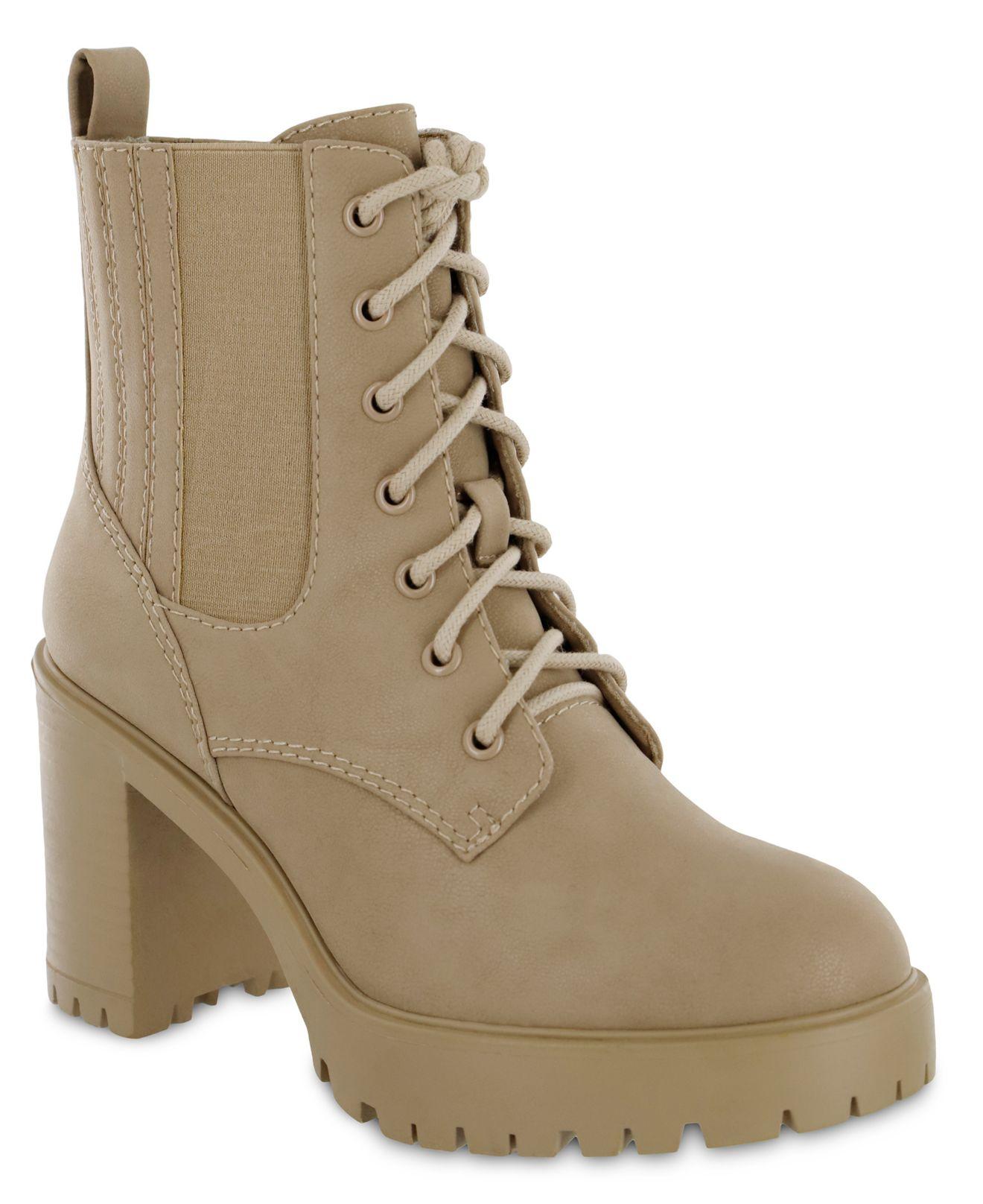 MIA Daryl Lace-up Heeled Combat Boots in Brown | Lyst