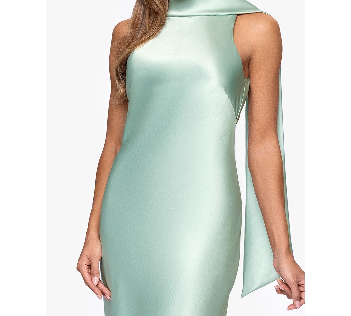 slim fit dress slacks Xscape Evenings Women's Halter Neck Satin Trumpet Gown - Green