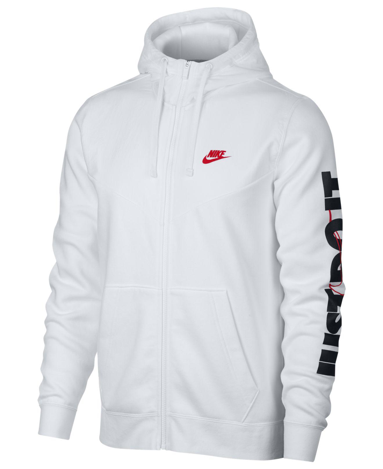 Mitt theorie altijd Nike Sportswear Just Do It Fleece Zip Hoodie in White for Men | Lyst