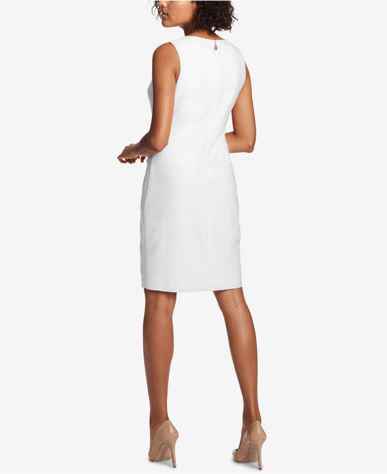 Tommy Hilfiger Textured Sheath Dress in White | Lyst