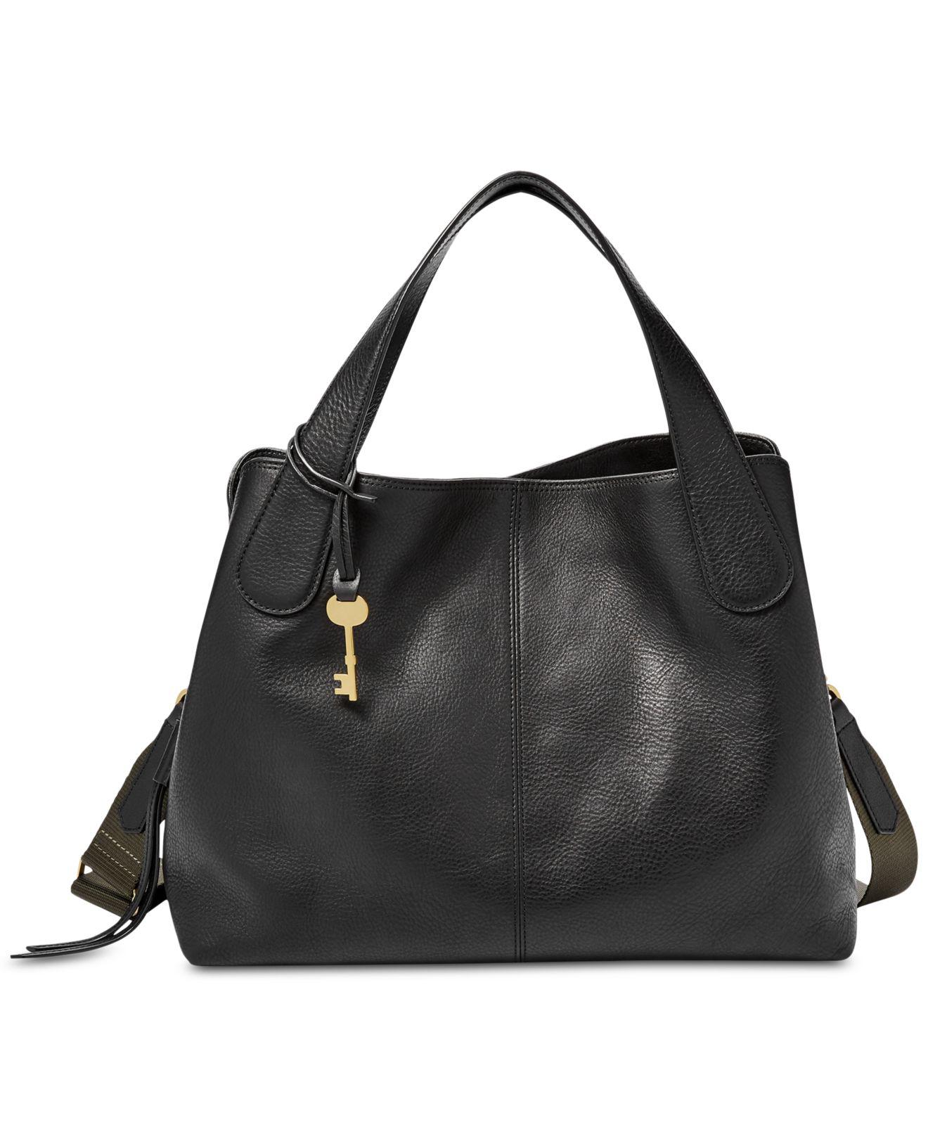 Fossil Maya Leather Satchel in Black/Gold (Black) Lyst