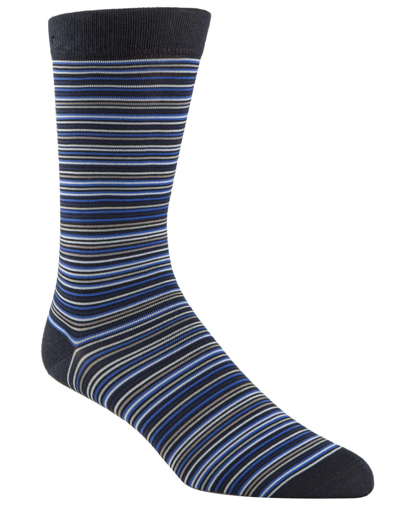 Lyst - Cole Haan Multi-stripe Crew Socks in Blue for Men