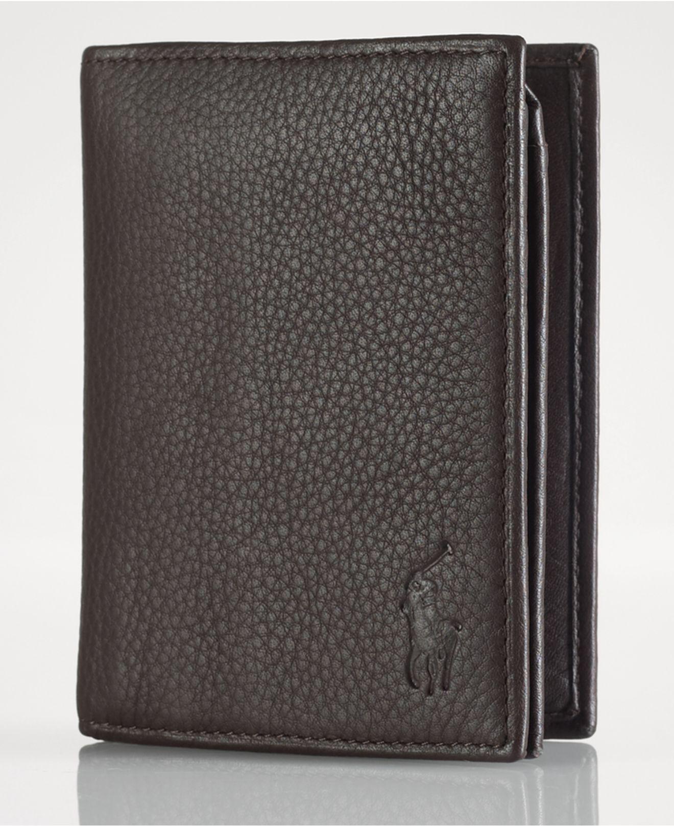 Polo Ralph Lauren Pebbled Leather Window Billfold Wallet in Black for Men -  Lyst