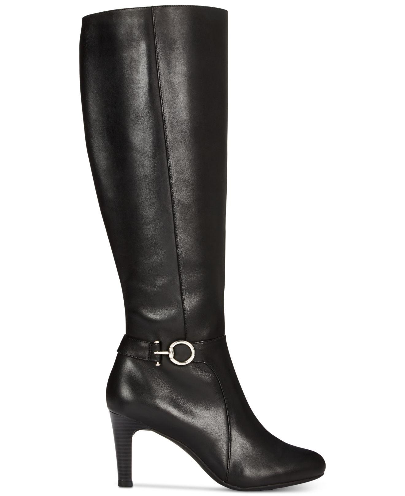 Bandolino Leather Lella Dress Boots, Created For Macys in Black Leather ...