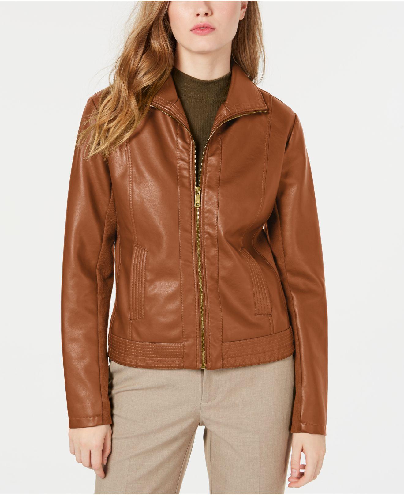 caramel faux leather jacket