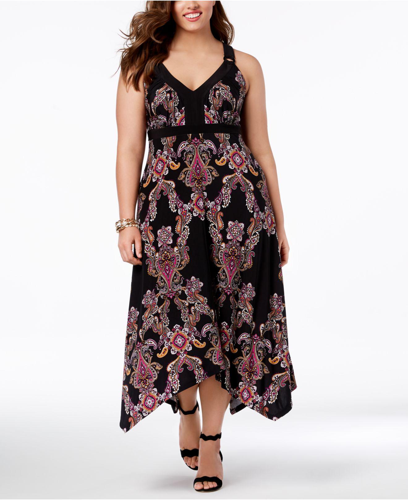 INC International Concepts Synthetic I.n.c. Plus Size Handkerchief-hem Maxi  Dress, Created For Macy's in Black | Lyst Canada