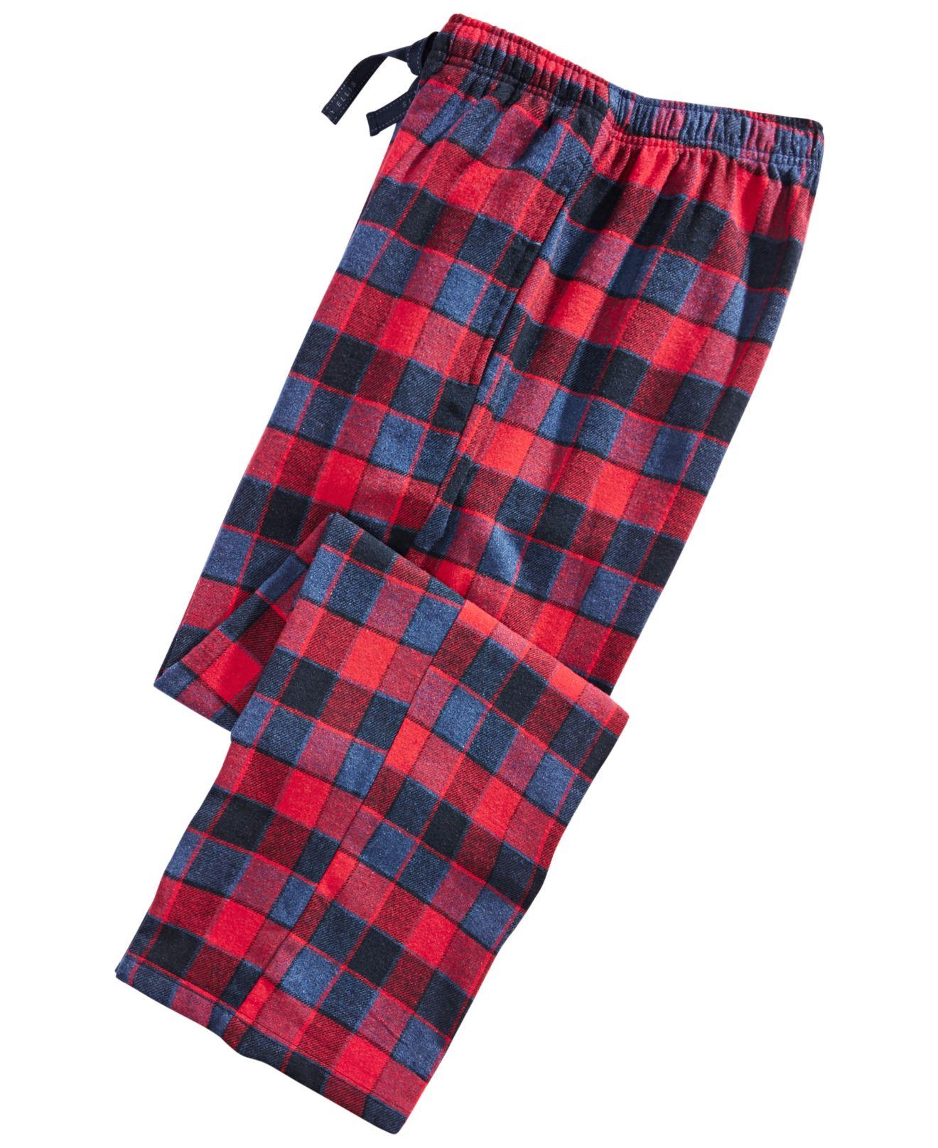 blue and red plaid pants