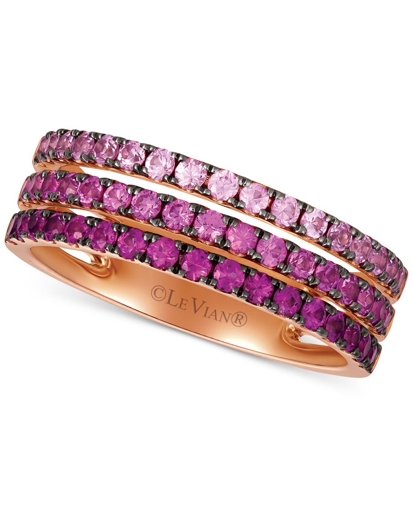 Le Vian ® Strawberry Layer Cake Pink Sapphire Ombré Three Row Ring (1