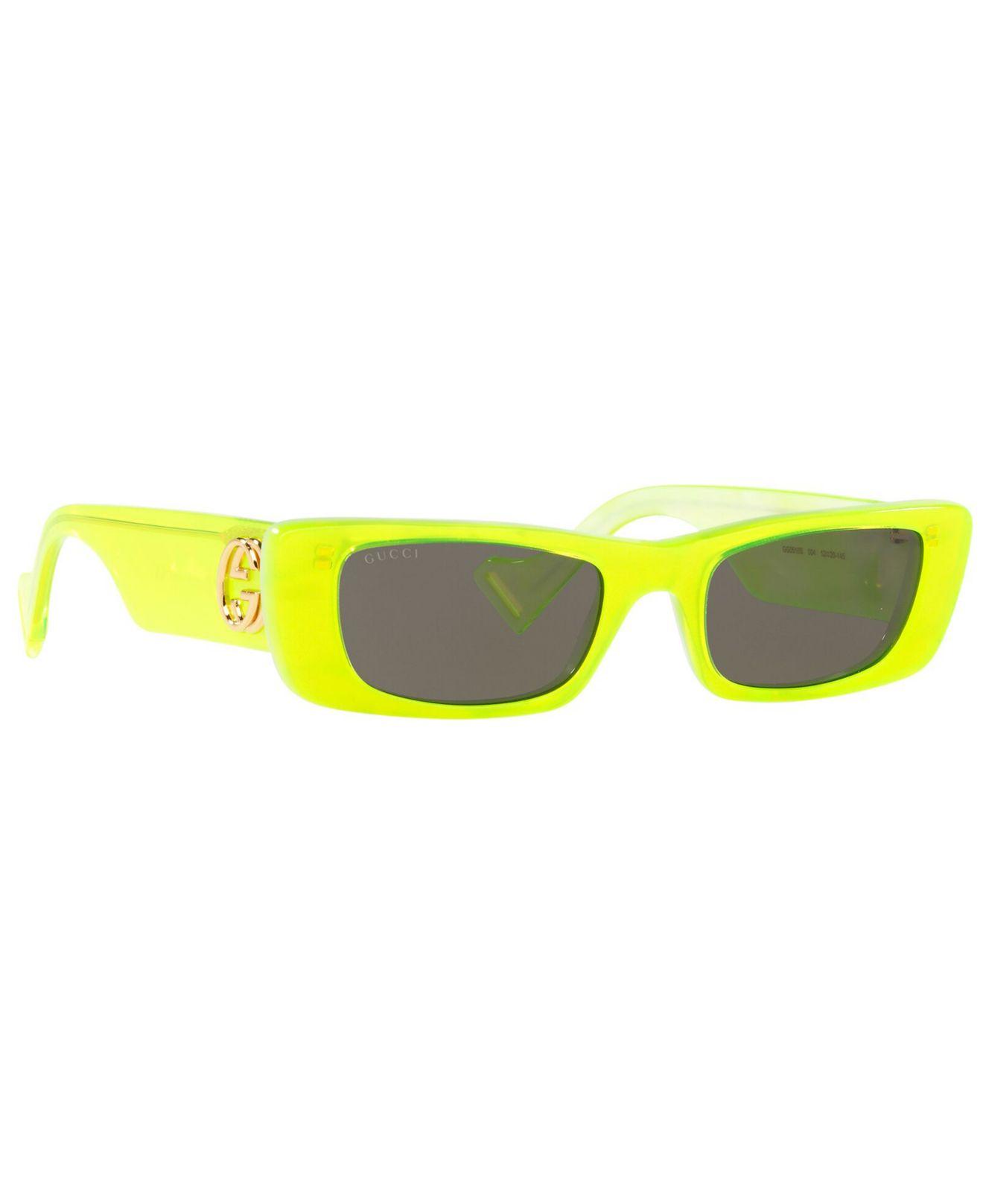 Gucci Velvet Small Rectangle Sunglasses in Yellow/Grey (Yellow) | Lyst