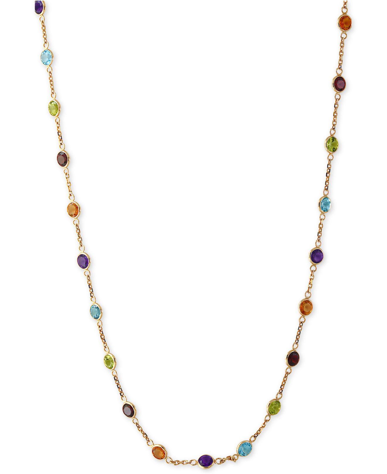 Effy Collection Multigemstone Link Collar Necklace (9 Ct. T.w.) In 14k Gold in Metallic Lyst