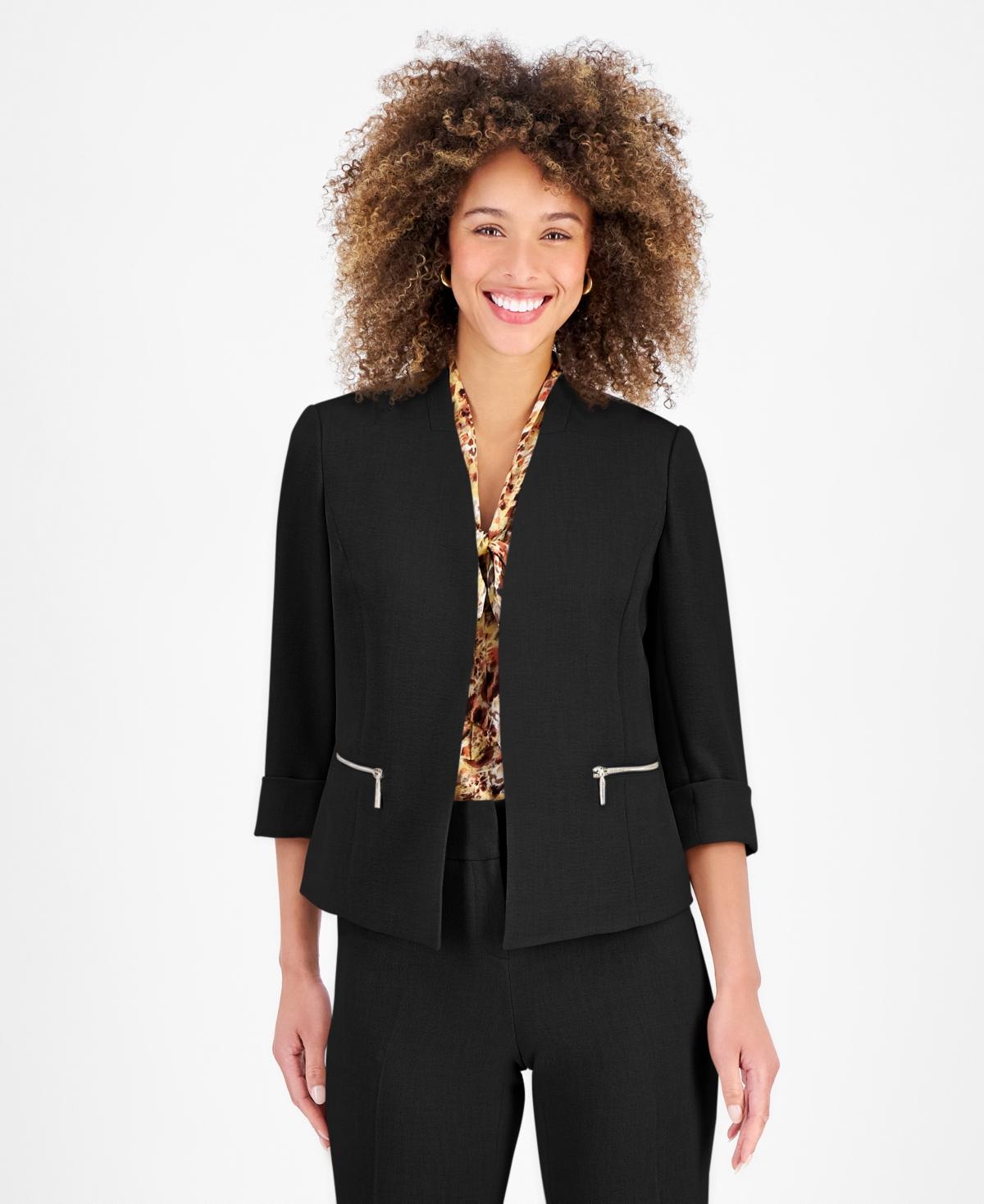 Kasper Stretch crepe Open collar Blazer in Black Lyst