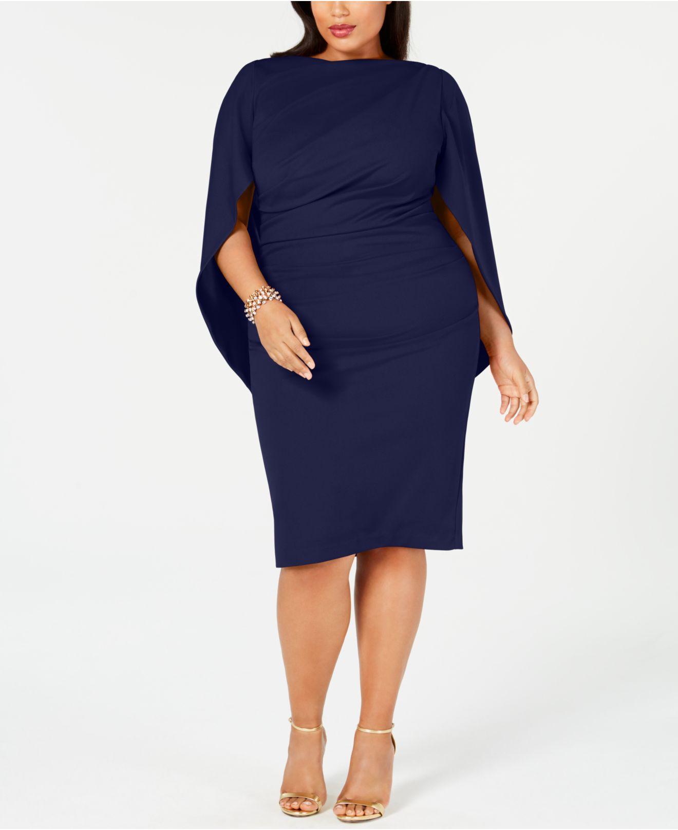 Plus Size Ruched Cape Dress ...