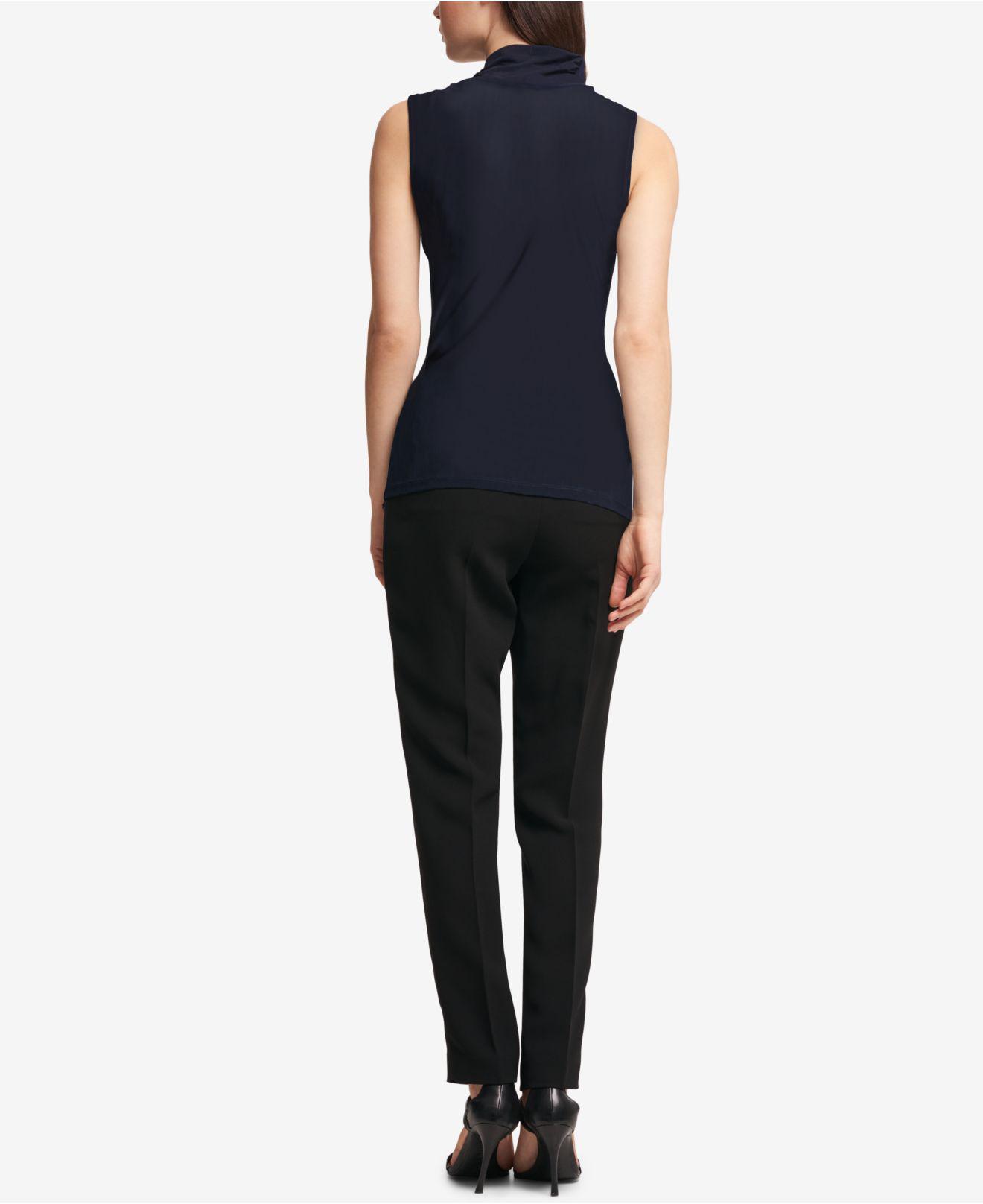 dkny sleeveless ruched top