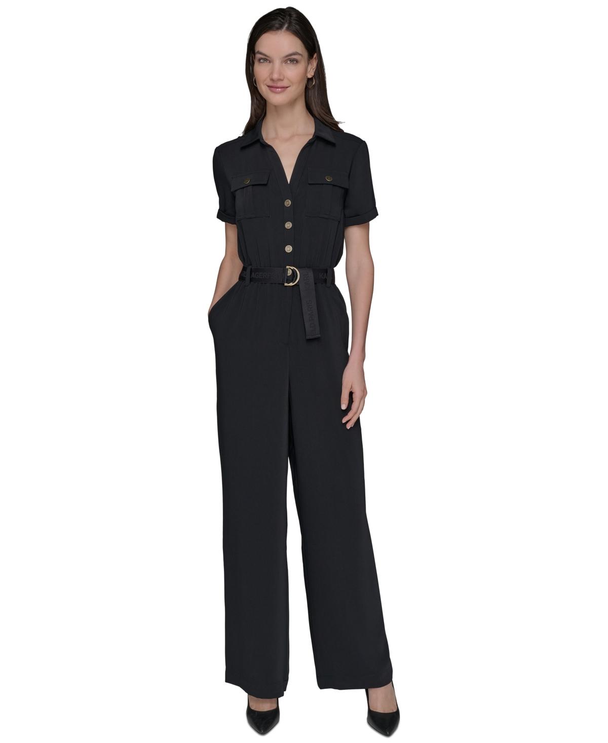オールインワン・サロペット KARL LAGERFELD Women Jumpsuits 225W1304999 Black Karl Lagerfeld Satin jumpsuit - Black - Women | 225W1304999