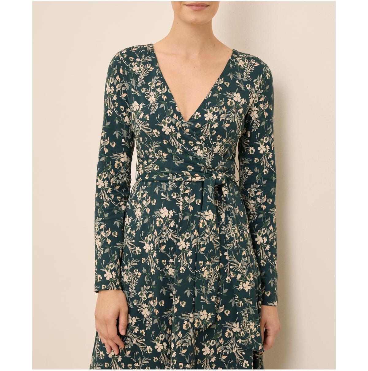 Pact Organic Cotton Fit & Flare Faux Wrap Dress in Green | Lyst
