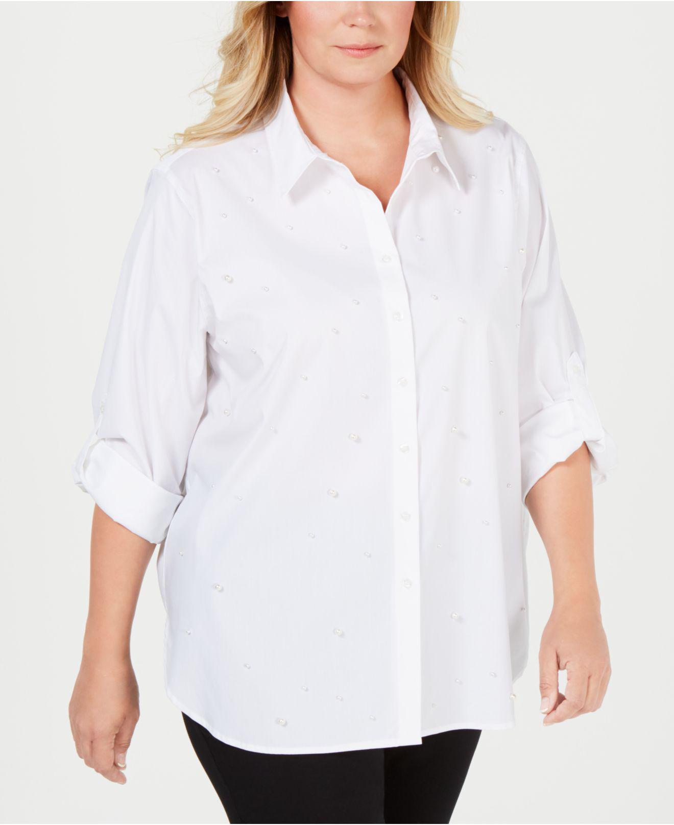 plus size white boyfriend shirt