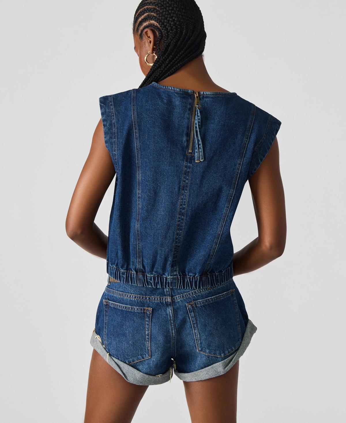 売れ筋商品|||スティーブ マデン カットソー トップス レディース Women's Sleeveless Denim Leila Top Dark Blue Steve Madden Sleeveless Denim Leila Top in Blue | Lyst