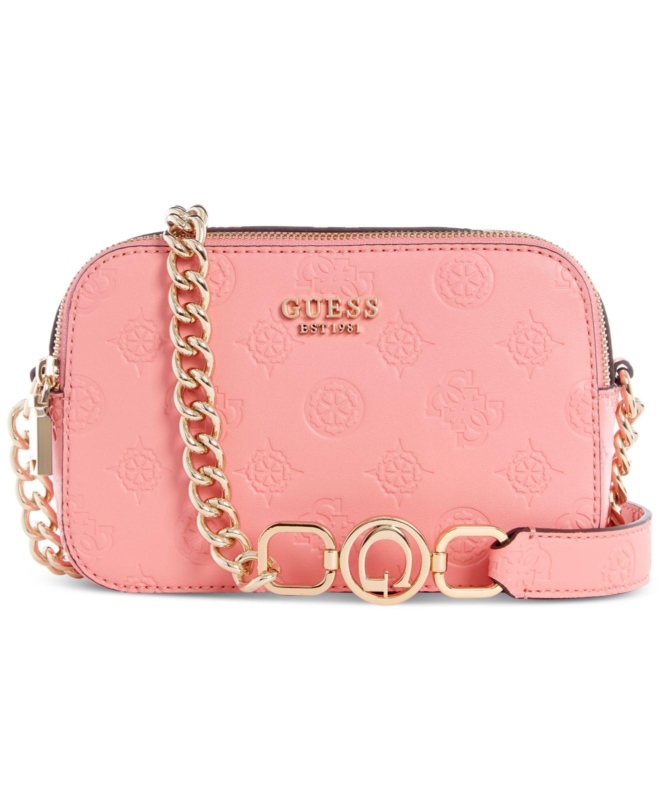 Guess Galeria Debossed Peony Mini Camera Crossbody Bag in Pink Lyst