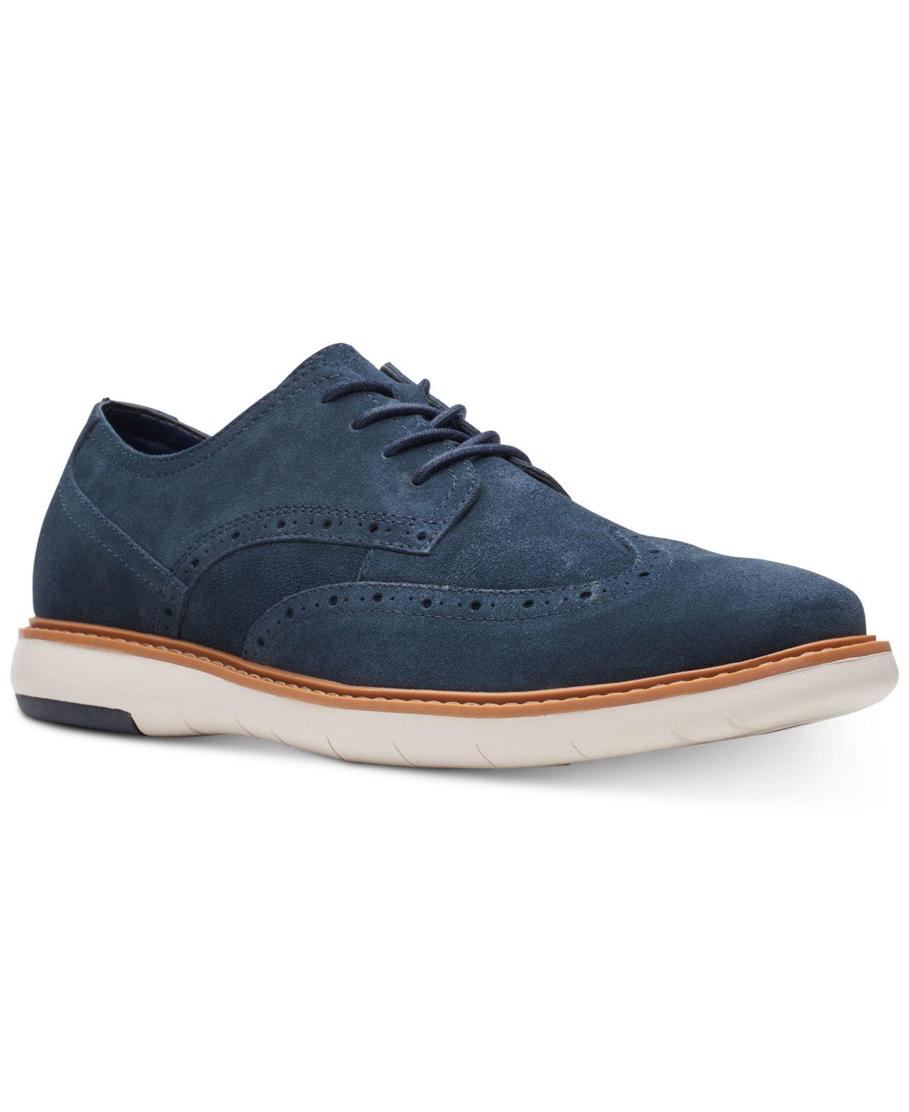 Clarks Draper Wingtip Navy Suede Casual Lace-up Shoes in Blue for Men ...