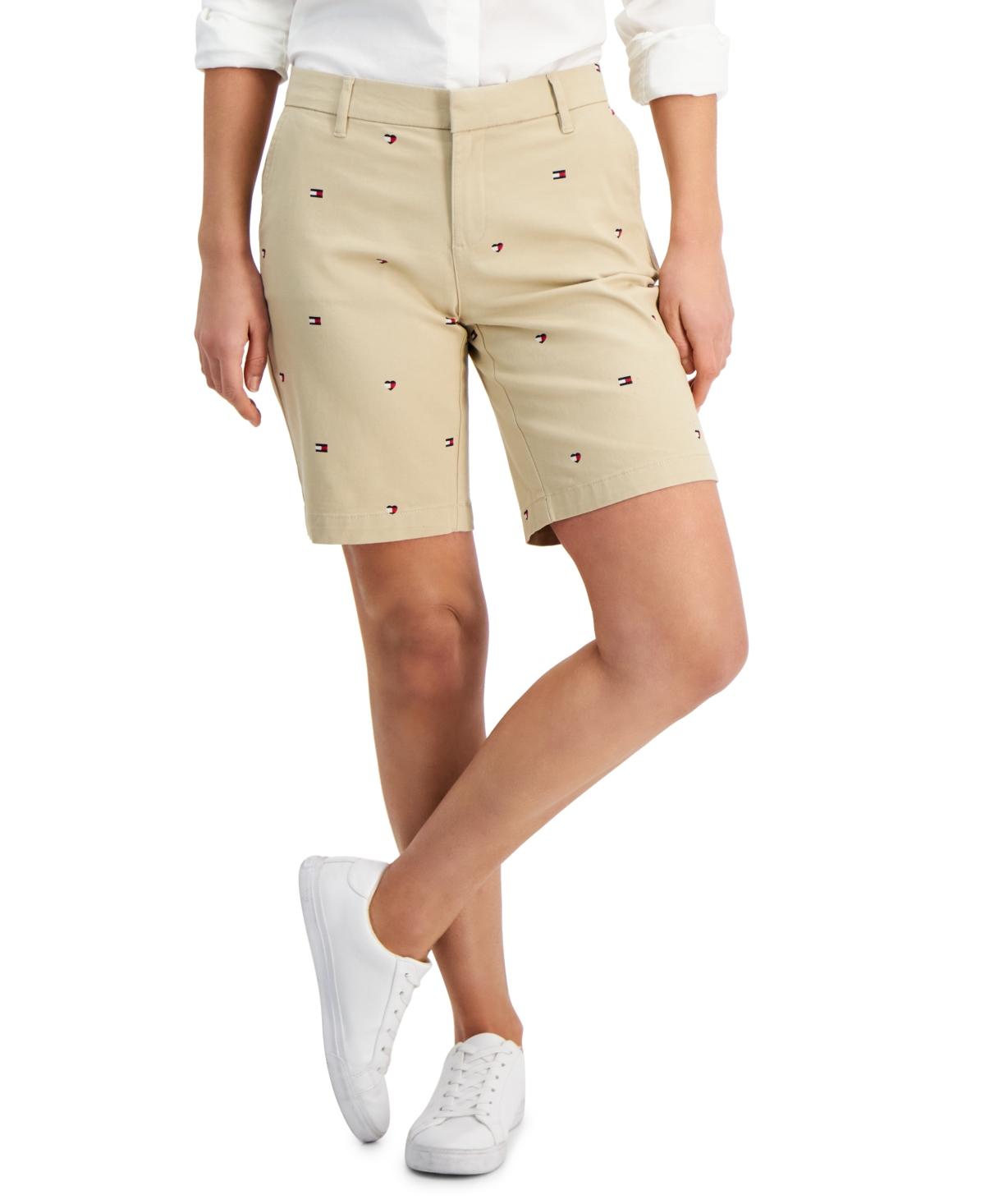 Tommy Hilfiger 9" Cotton Bermuda Shorts in Natural | Lyst