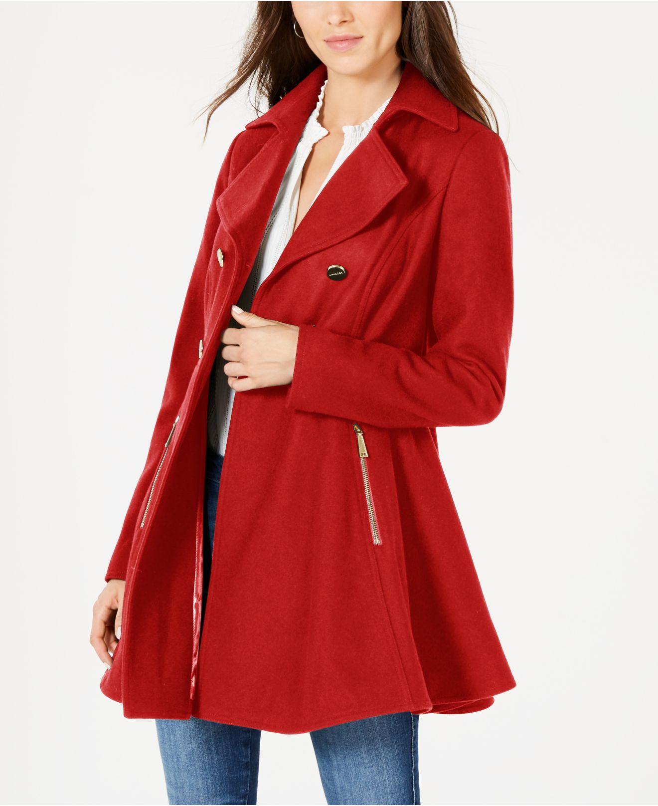 red skirted coat