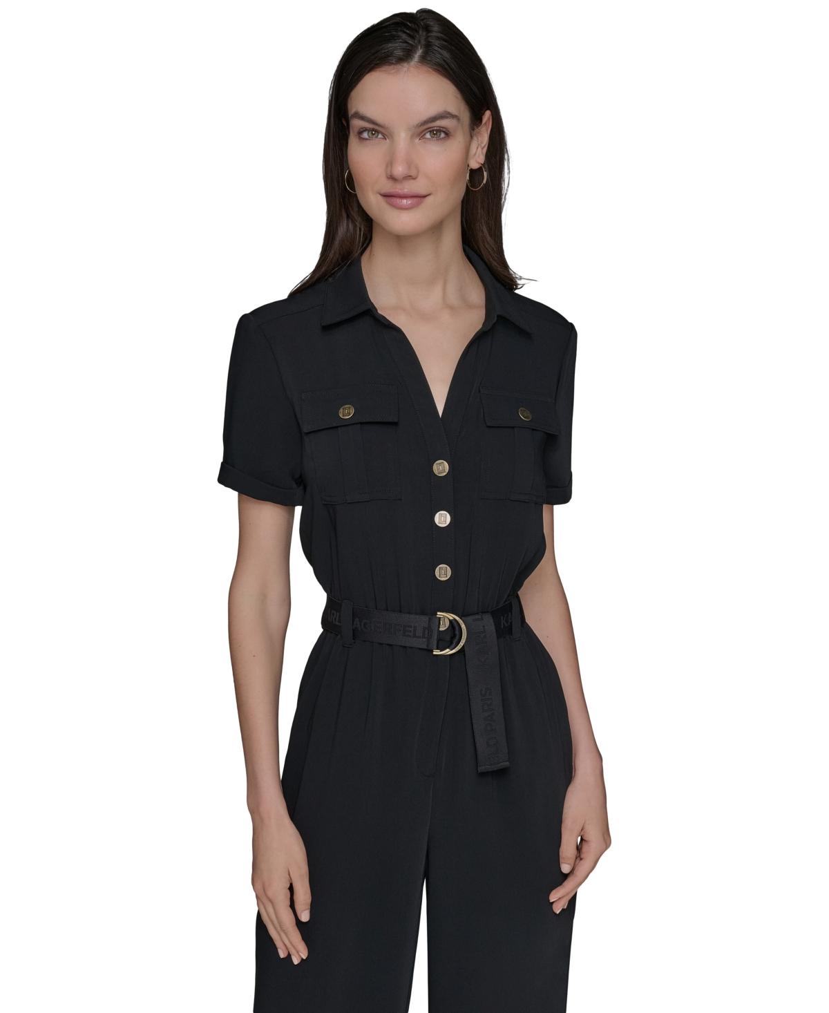 オールインワン・サロペット KARL LAGERFELD Women Jumpsuits 225W1304999 Black Karl Lagerfeld Satin jumpsuit - Black - Women | 225W1304999