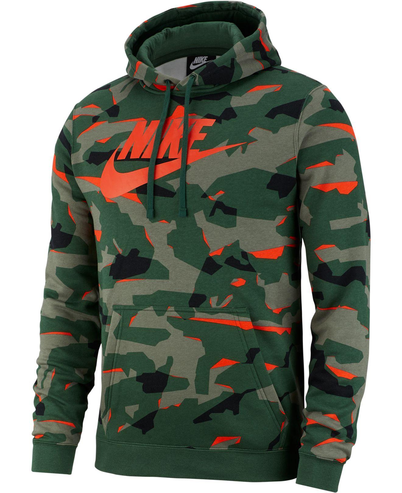 Nike Cotton Club Camo Hoodie In Green for Men | Lyst