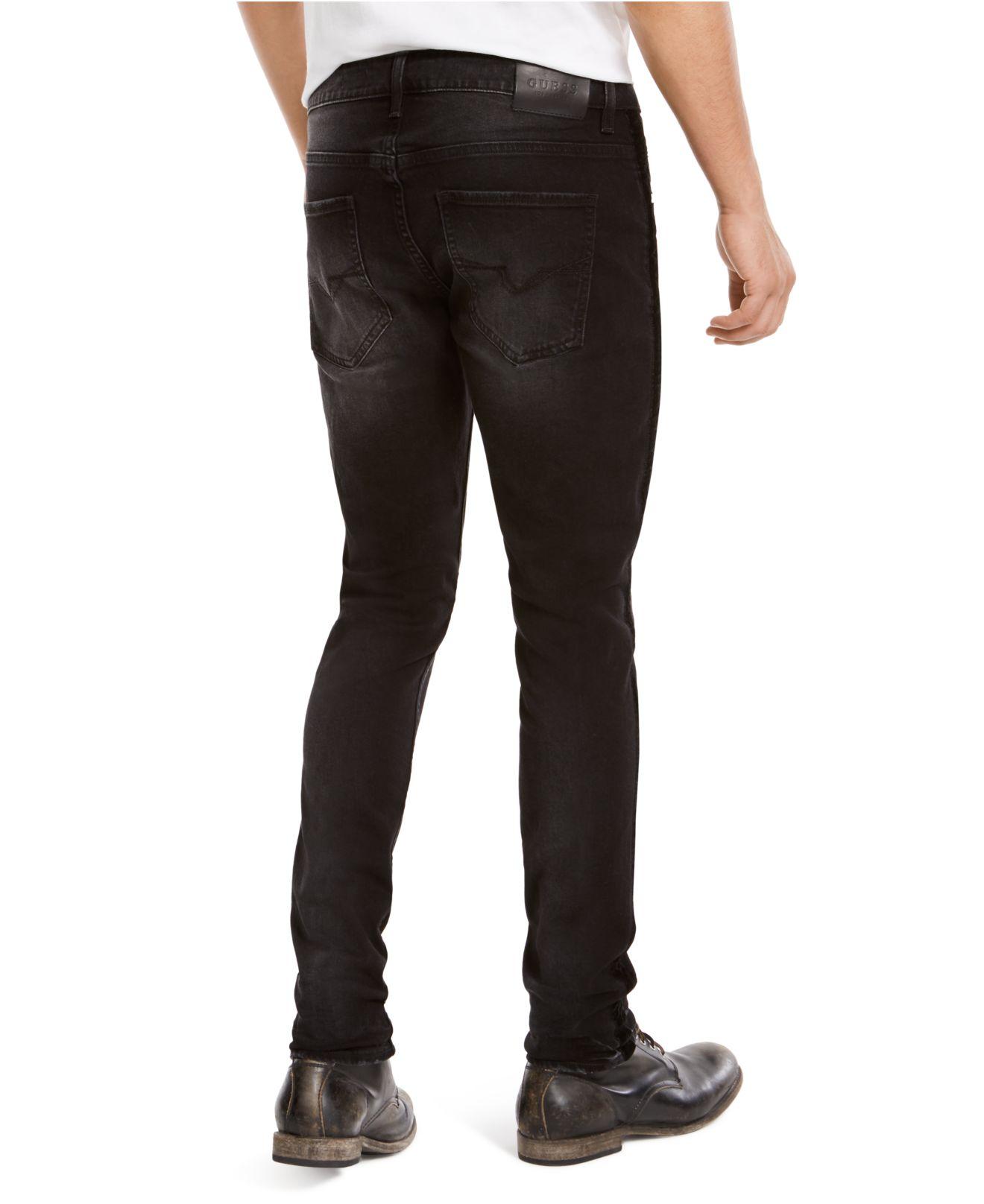 Guess Denim Skinny-fit Stretch Taped Destroyed Jeans in Gray for Men - Lyst