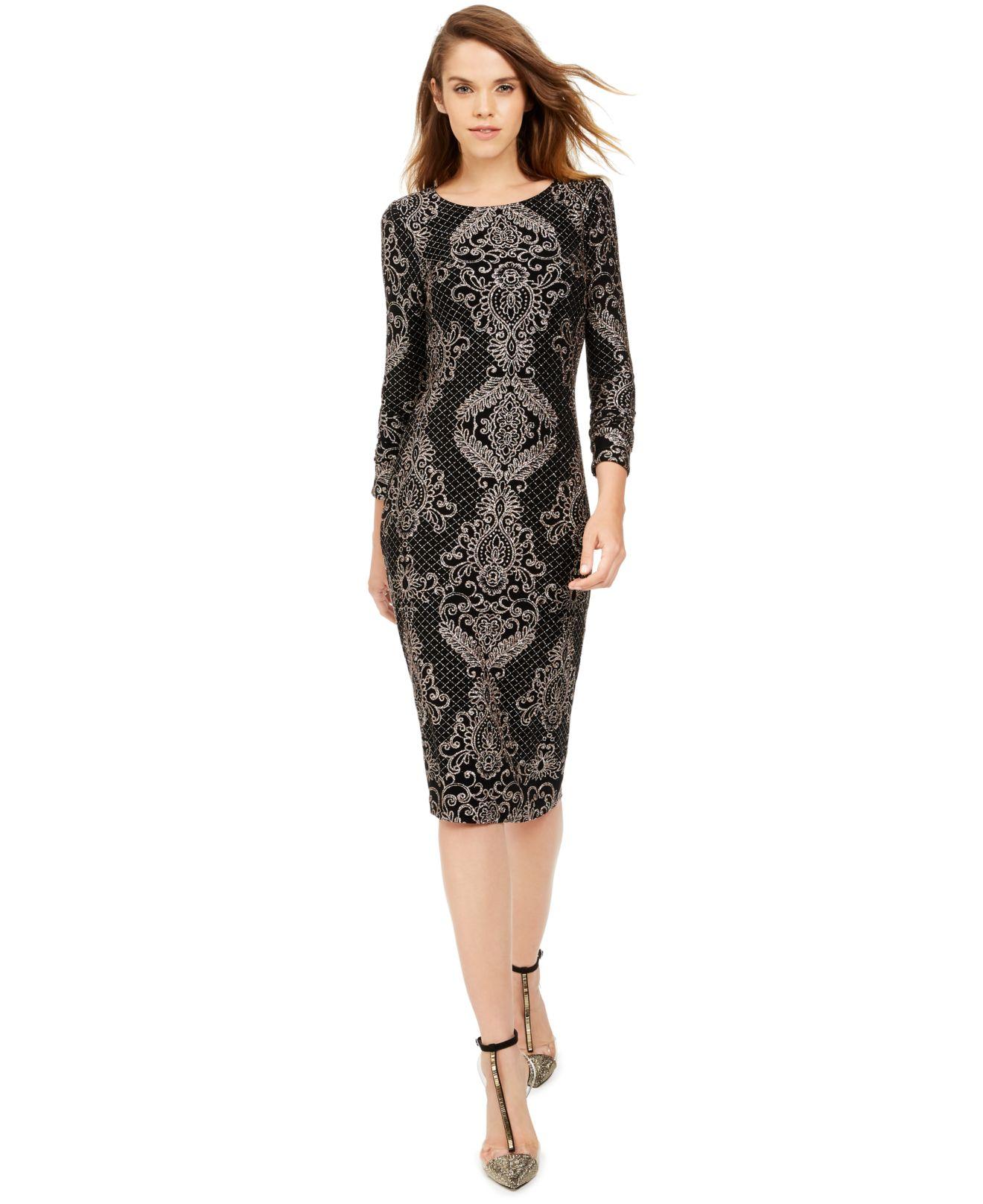 betsy and adam black and gold dress