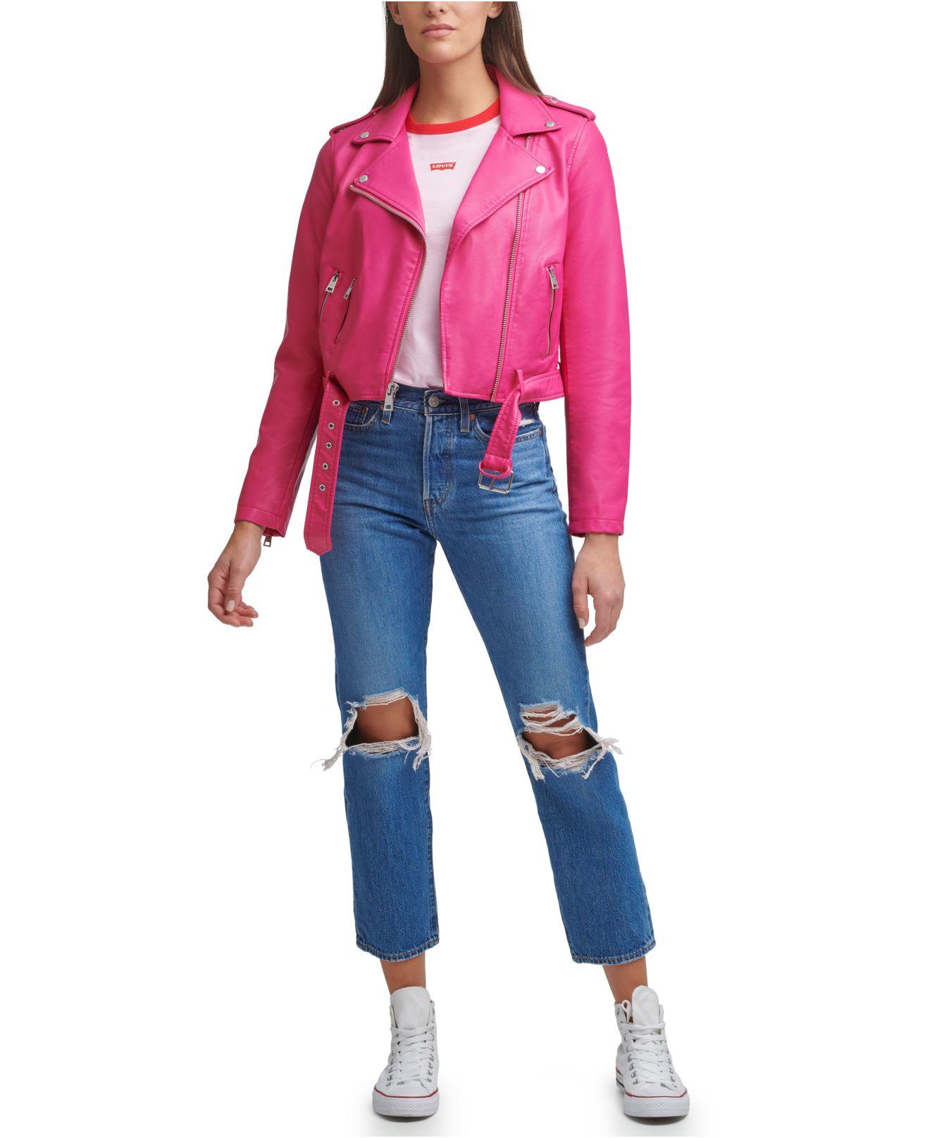 moto jacket pink