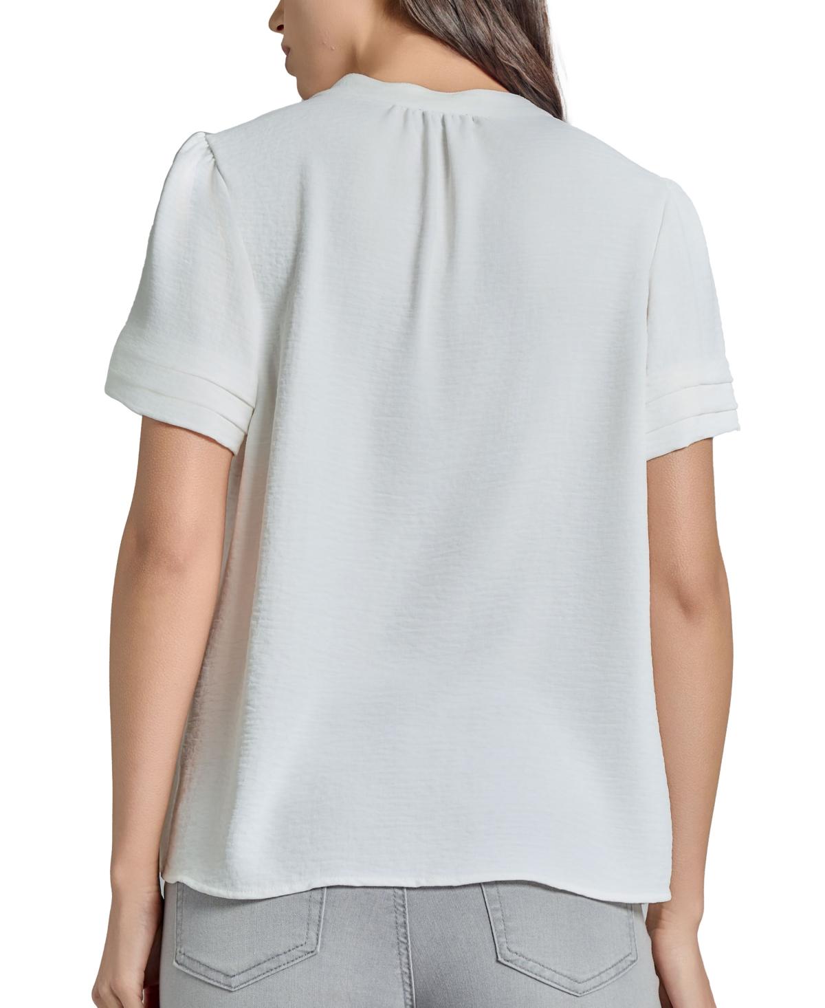 売れ筋商品|||ジョーンズニューヨーク カットソー トップス レディース Women's Split-Neck Pleated-Cuff Top Nyc White Jones New York Split-neck Pleated-cuff Top in Gray | Lyst