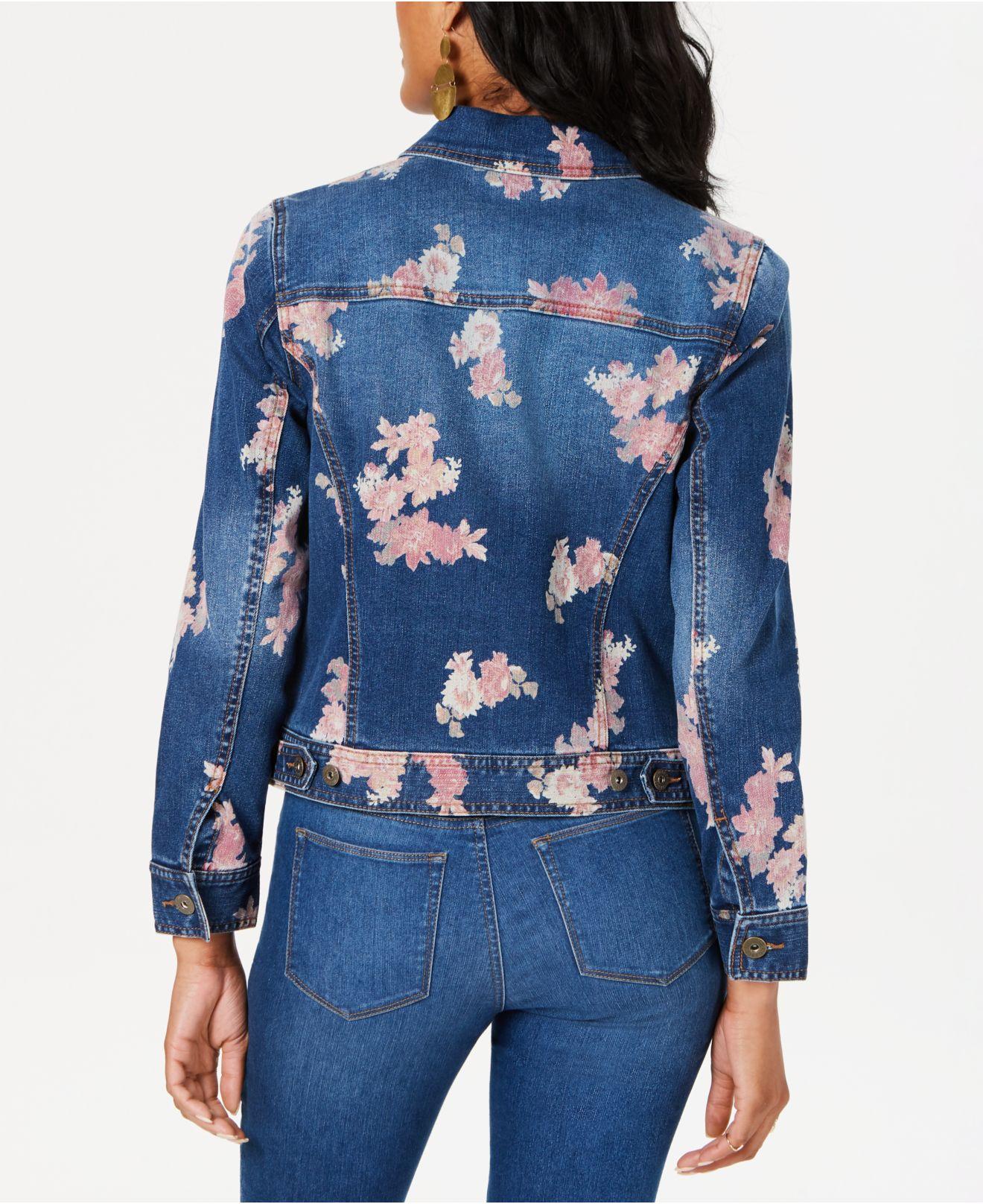 Style & Co. Floral Jean Jacket, Created For Macy's in Blue | Lyst