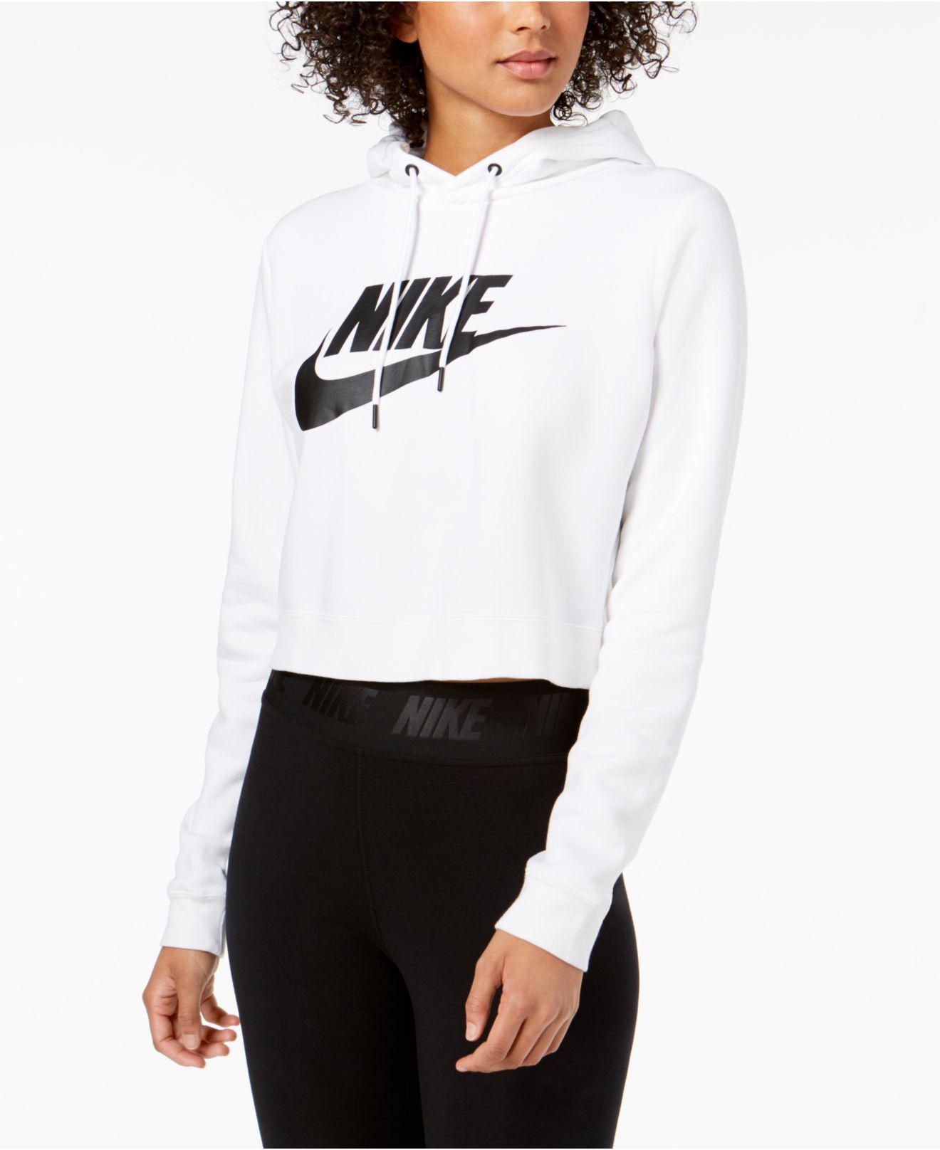 sportswear rally logo cropped fleece hoodie