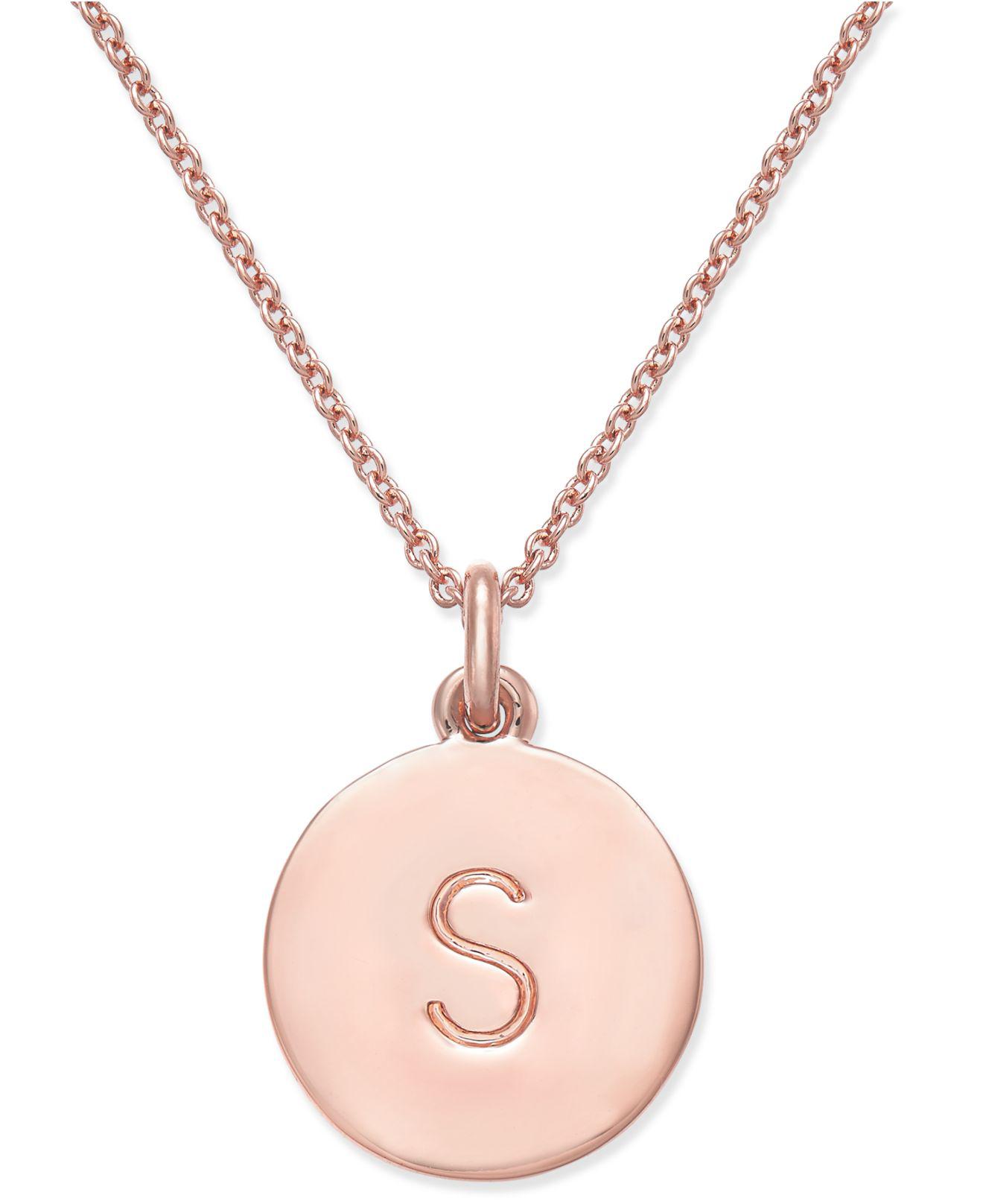 Kate Spade Rose Goldtone Initial Disc Pendant Necklace, 18" + 2 1/2