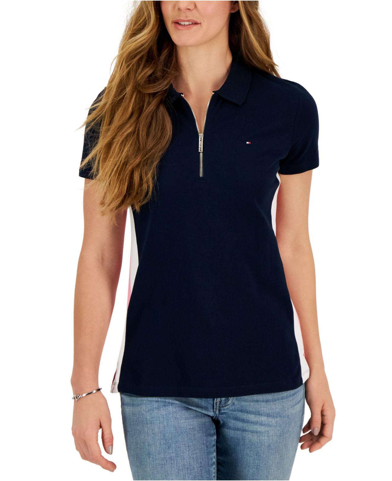 Tommy Hilfiger Zip Colorblocked-sides Polo in Blue | Lyst