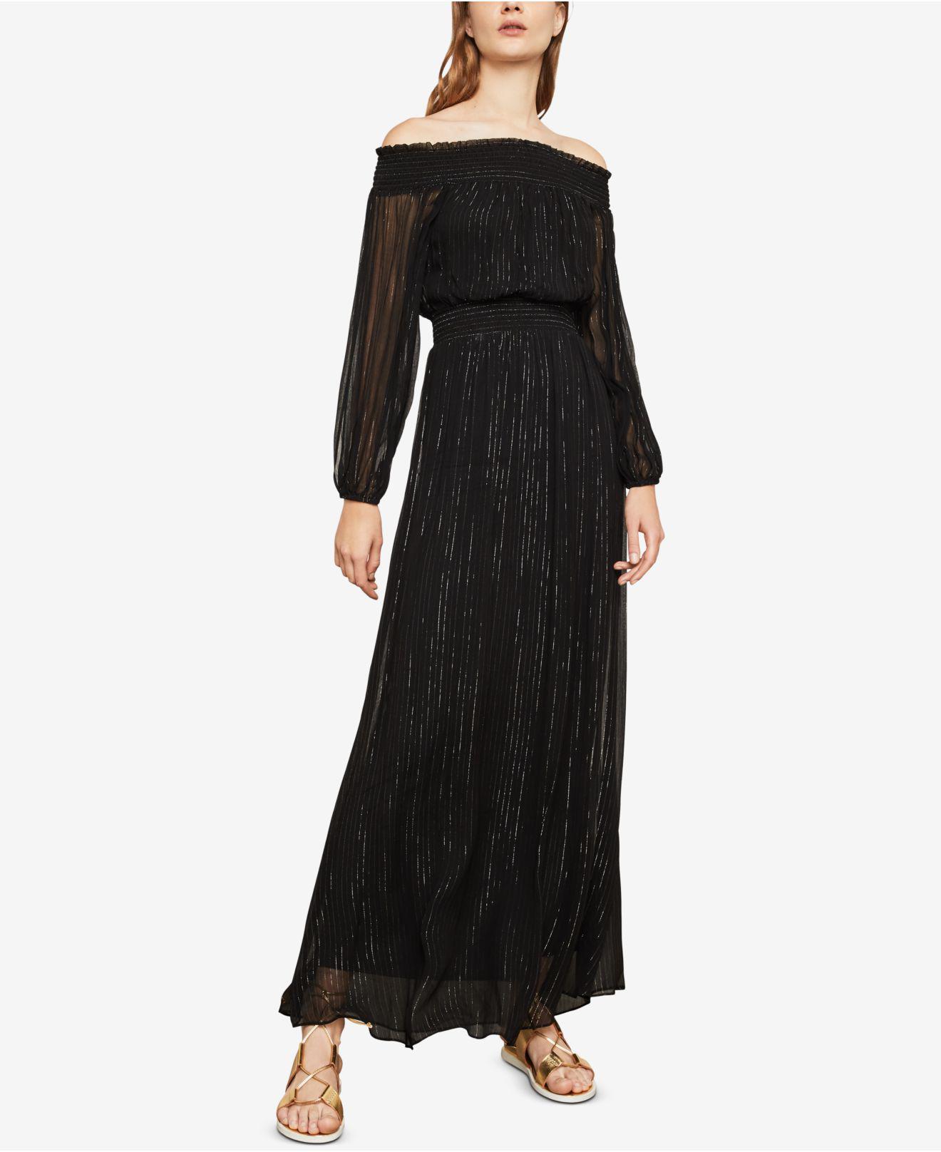 smocked off the shoulder maxi dress