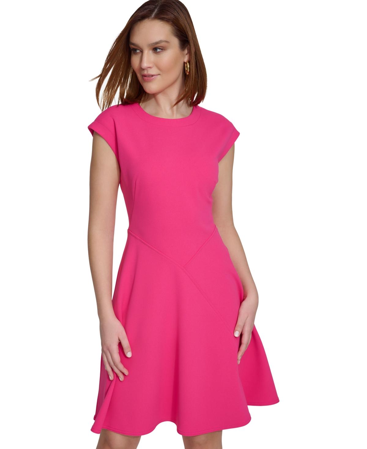 Calvin Klein Petite Cap sleeve Fit Flare Dress in Pink Lyst
