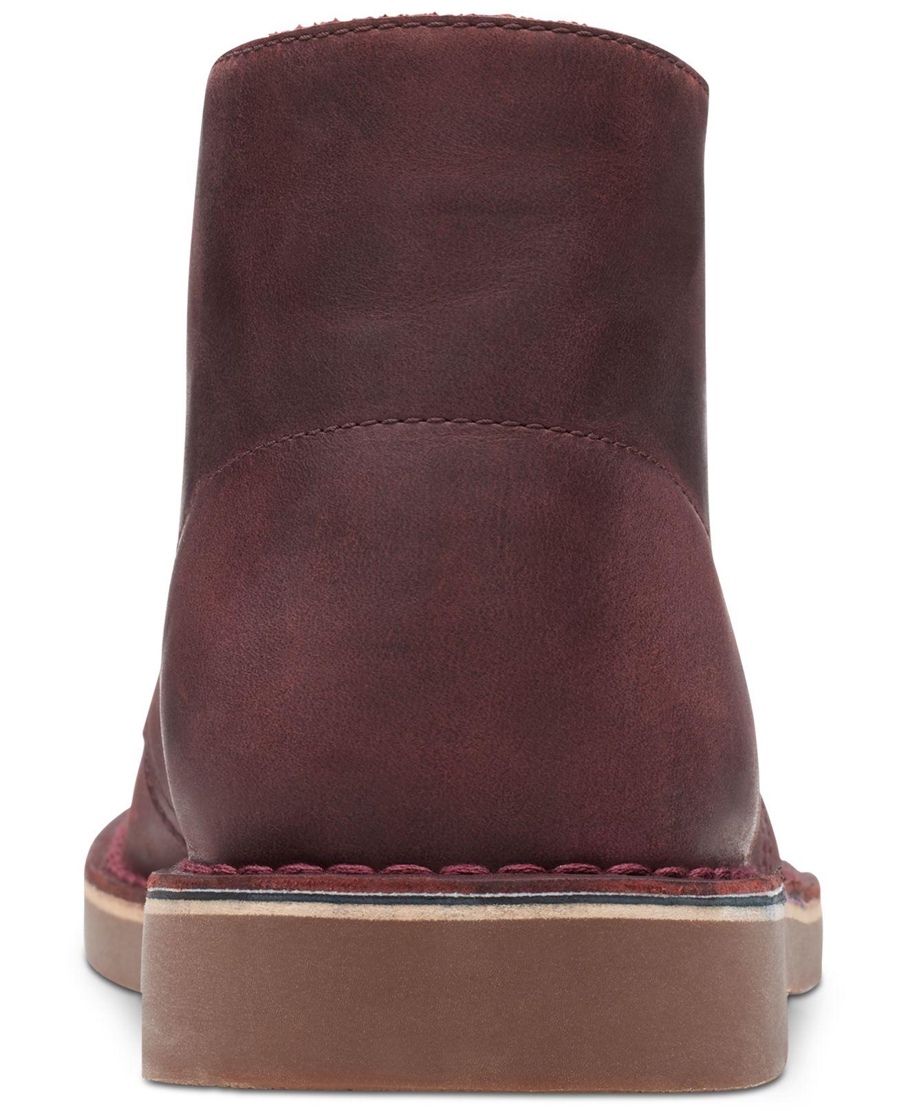 clarks men's bushacre 2 aubergine leather chukka boots