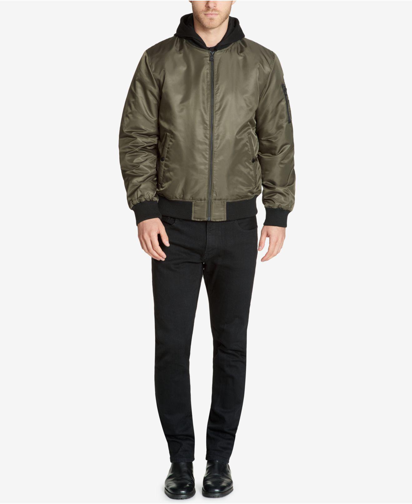 Guess Synthetic Men's Bomber Jacket With Removable Hooded Inset for Men ...