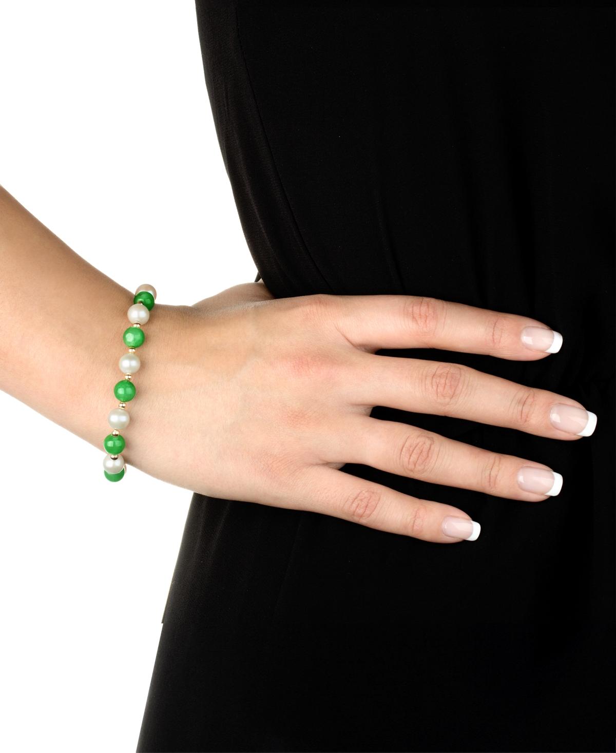 Freshwater Pearl Jade Bracelet Macys Macy's Dyed Green Jade