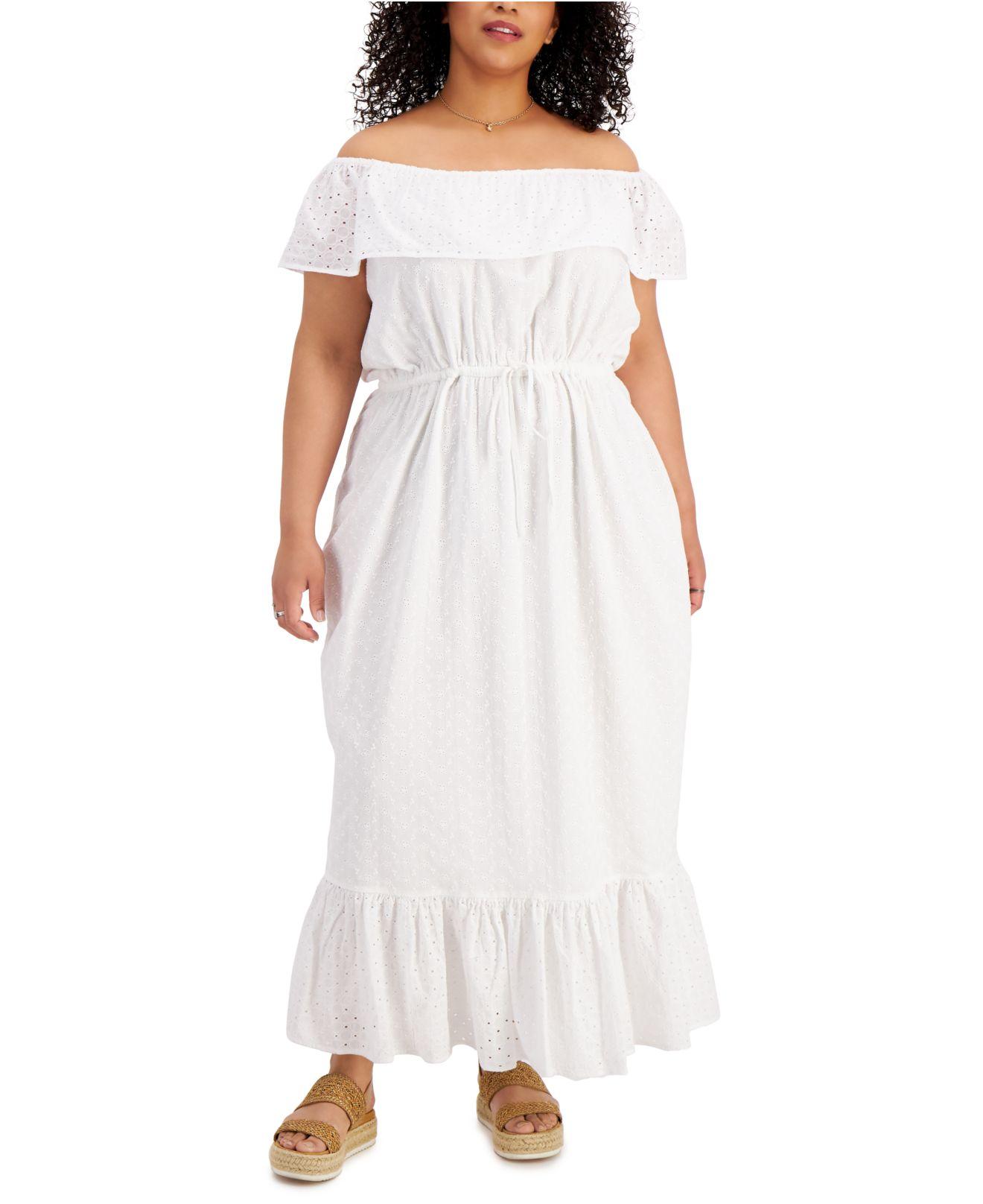 Style & Co. Plus Size Eyelet Maxi Dress, Created For Macy's in White | Lyst