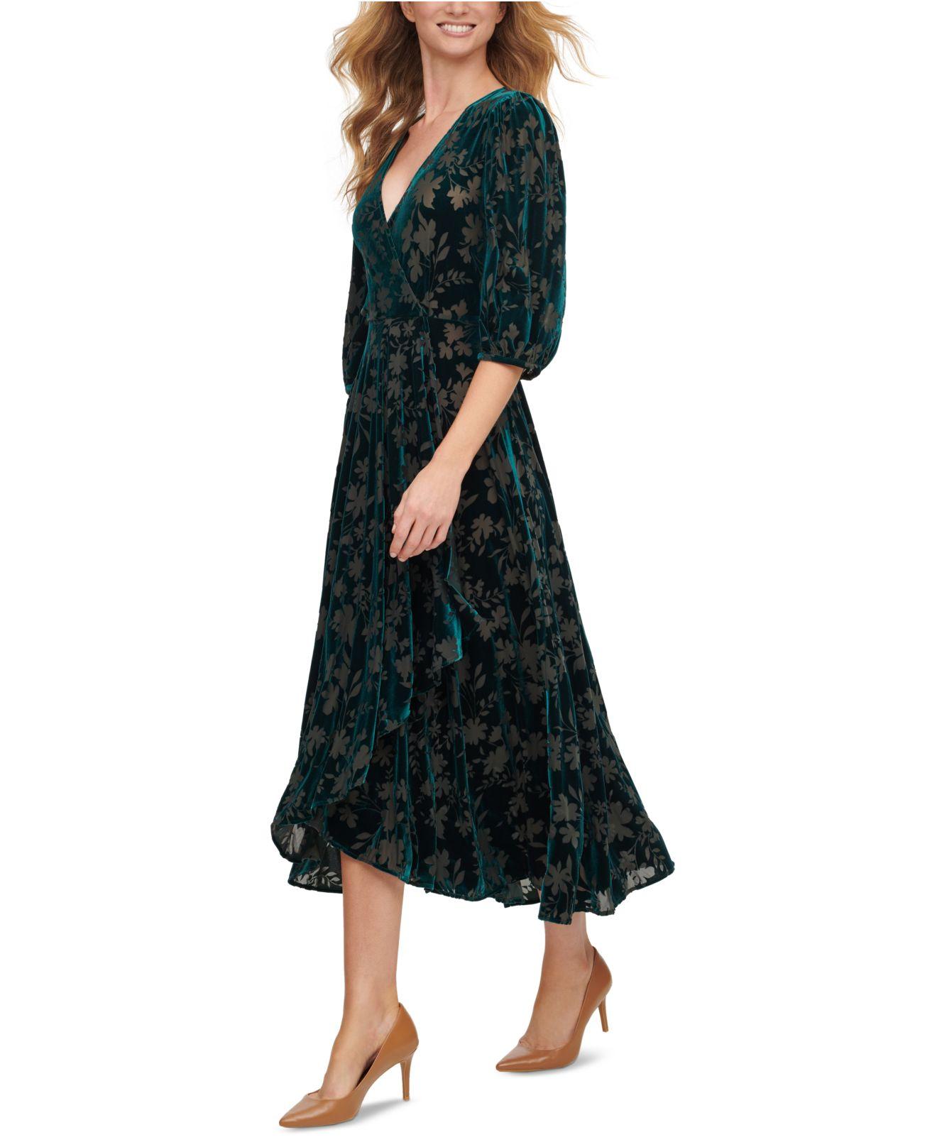 Calvin Klein Velvet Surplice Maxi Dress in Malachite (Green) Lyst