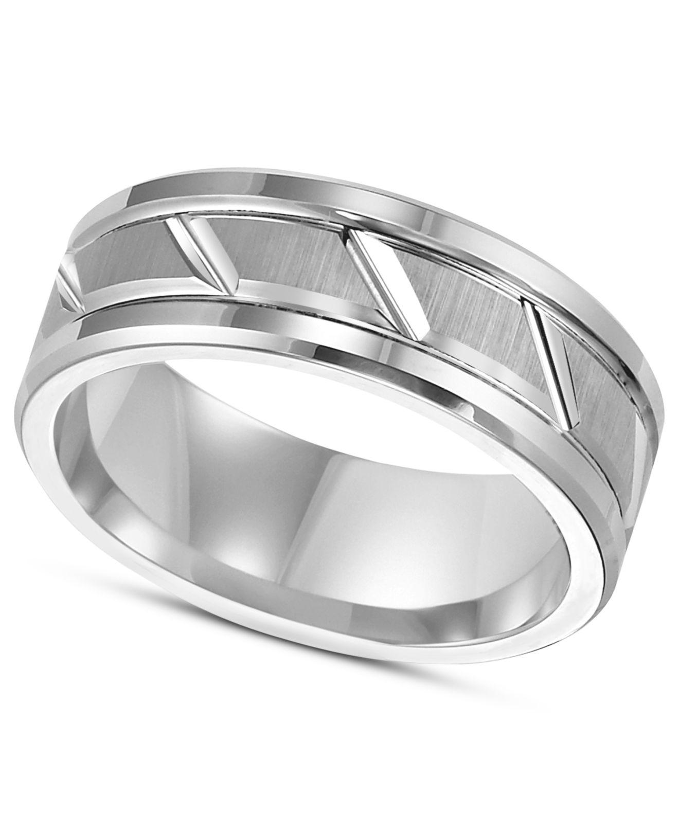 Lyst Triton White Tungsten Carbide Ring, 8mm Diamondcut Wedding Band