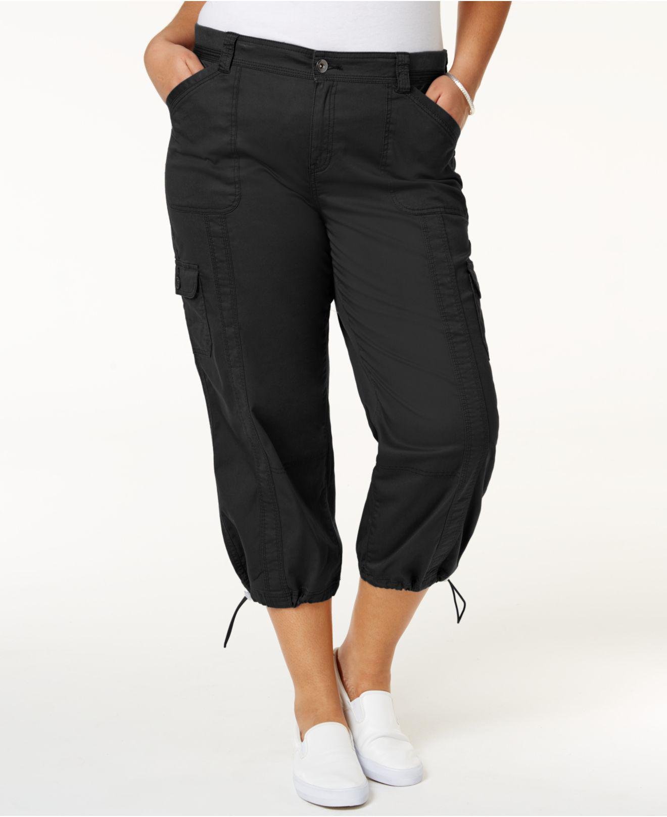 Style & Co. Cotton Plus Size Capri Cargo Pants in Deep Black (Black) - Lyst